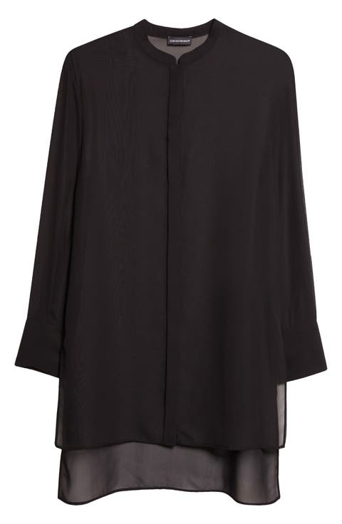 Black Techno Sheer Georgette Tunic