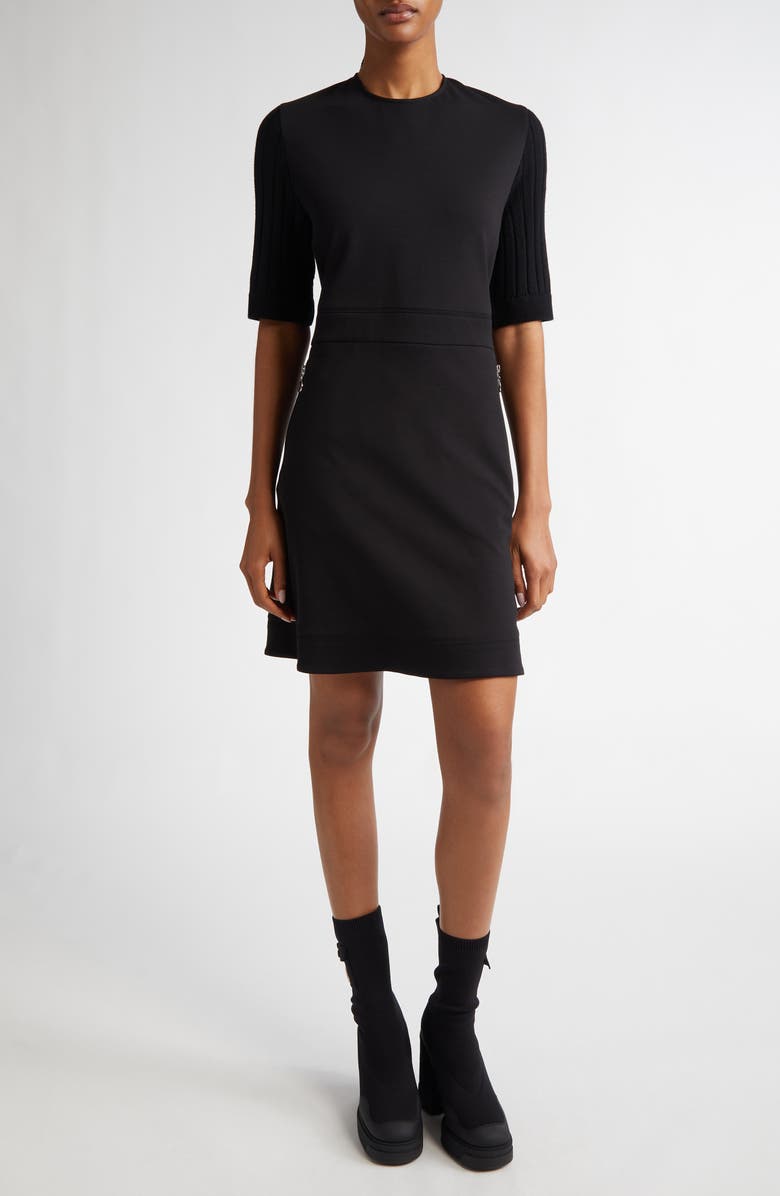 Moncler Mixed Media Fit & Flare Minidress, Main, color, 