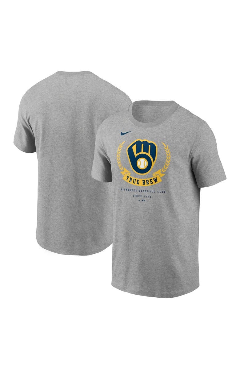 Nike Men's Nike Heathered Gray Milwaukee Brewers True Brew Local Team T-Shirt, Main, color, 