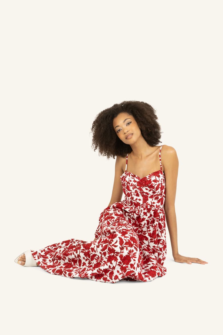 Nehru Dress, Alternate, color, Red Floral Print