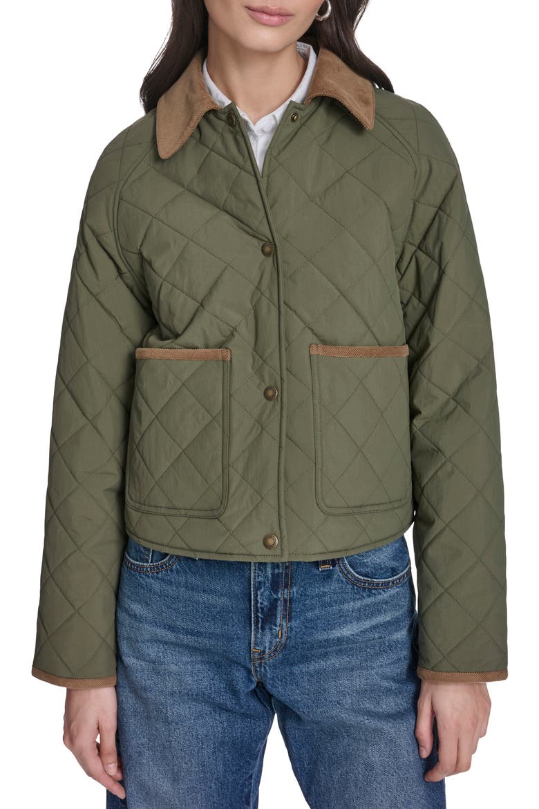 Quilted Barn Jacket, Main, color, OLIVE
