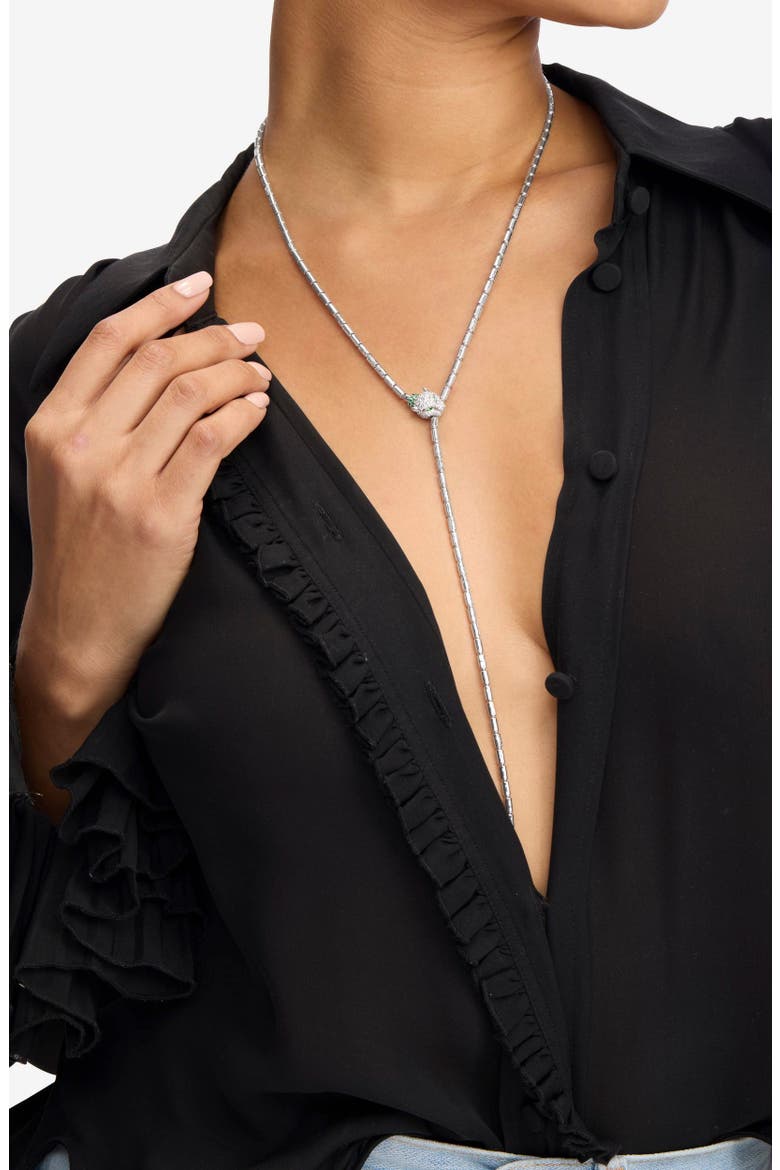 Jaguar Bolo Lariat Necklace, Alternate, color, SILVER-WHITE