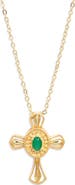 Kiara by Ki-ele Carmel Emerald Cross Pendant Necklace