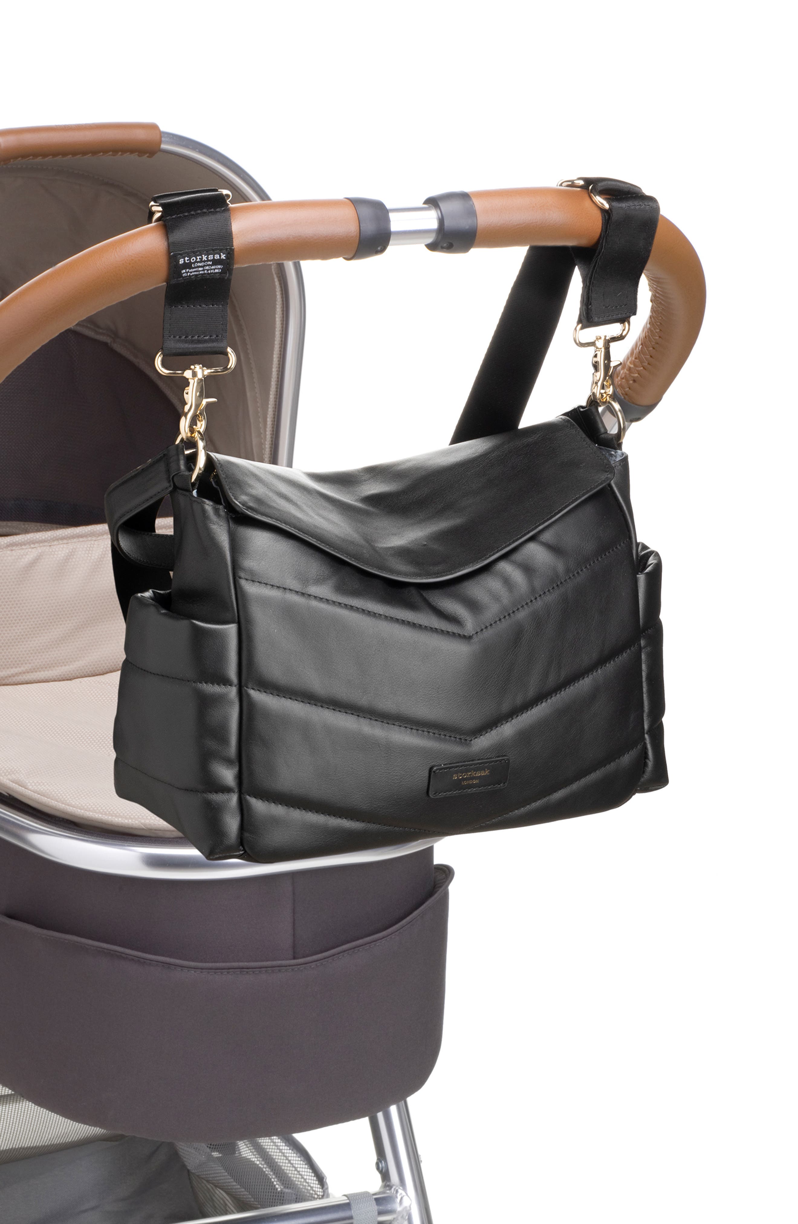Storksak Aria Leather Diaper/Stroller Bag, Alternate, color, 