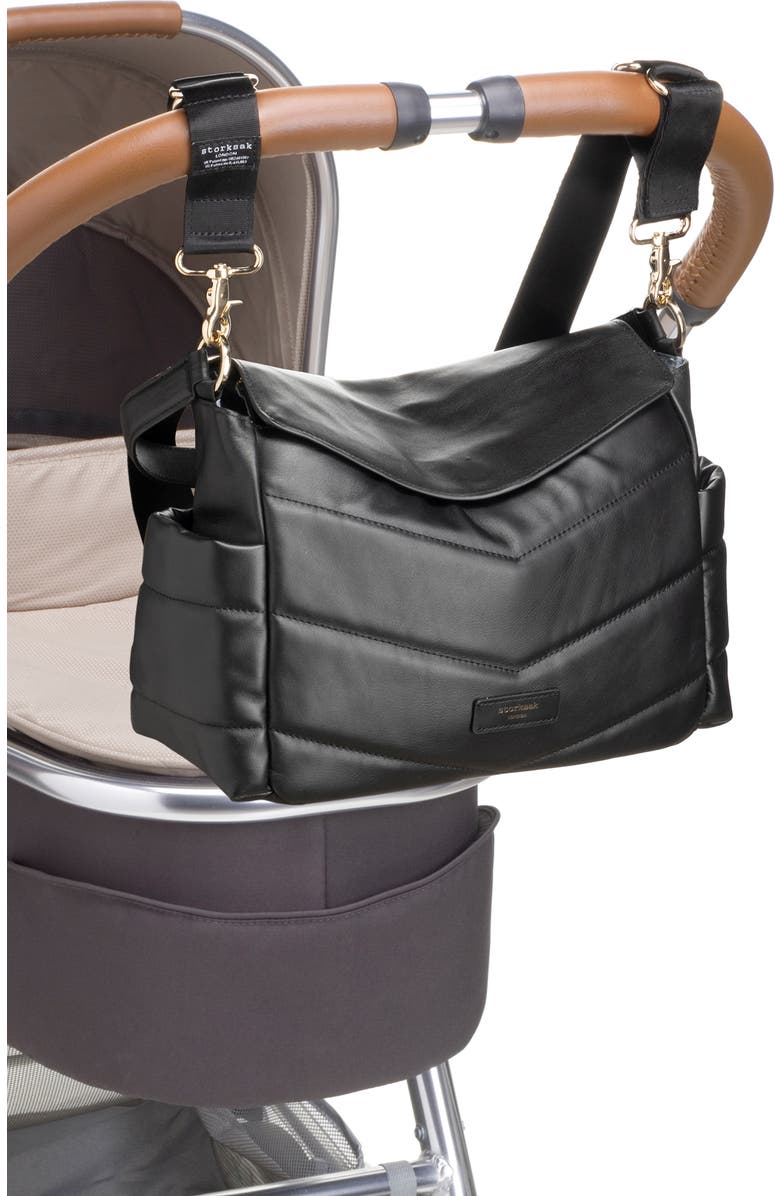 Storksak Aria Leather Diaper/Stroller Bag, Alternate, color,