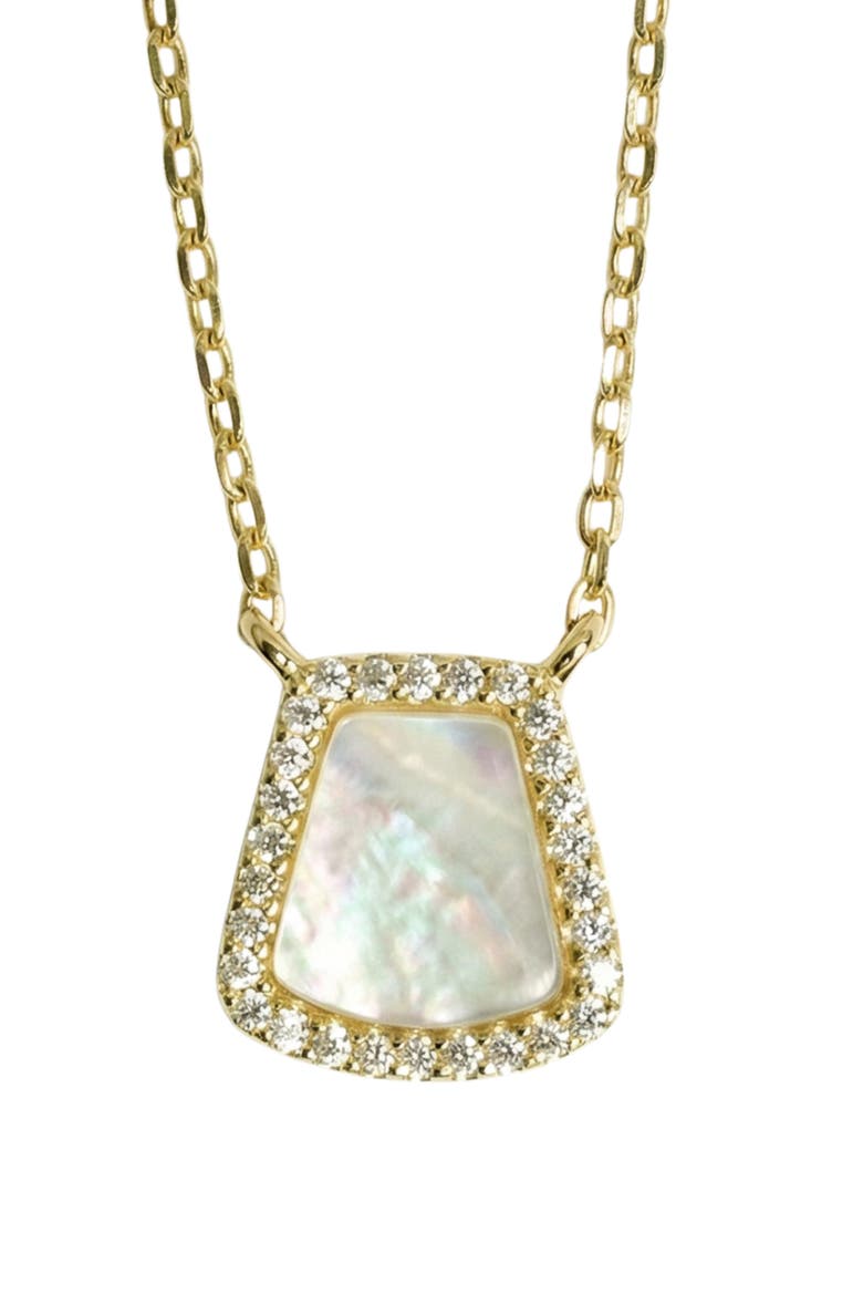 Pavé Crystal Mother-of-Pearl Pendant Necklace, Alternate, color, GOLD