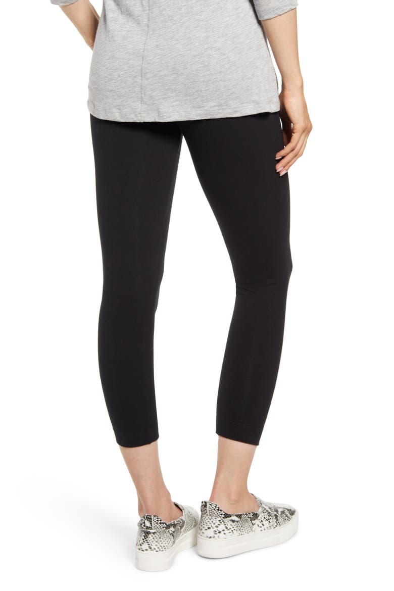 'Lyssentials Flattering Crop Leggings, Alternate, color, BLACK