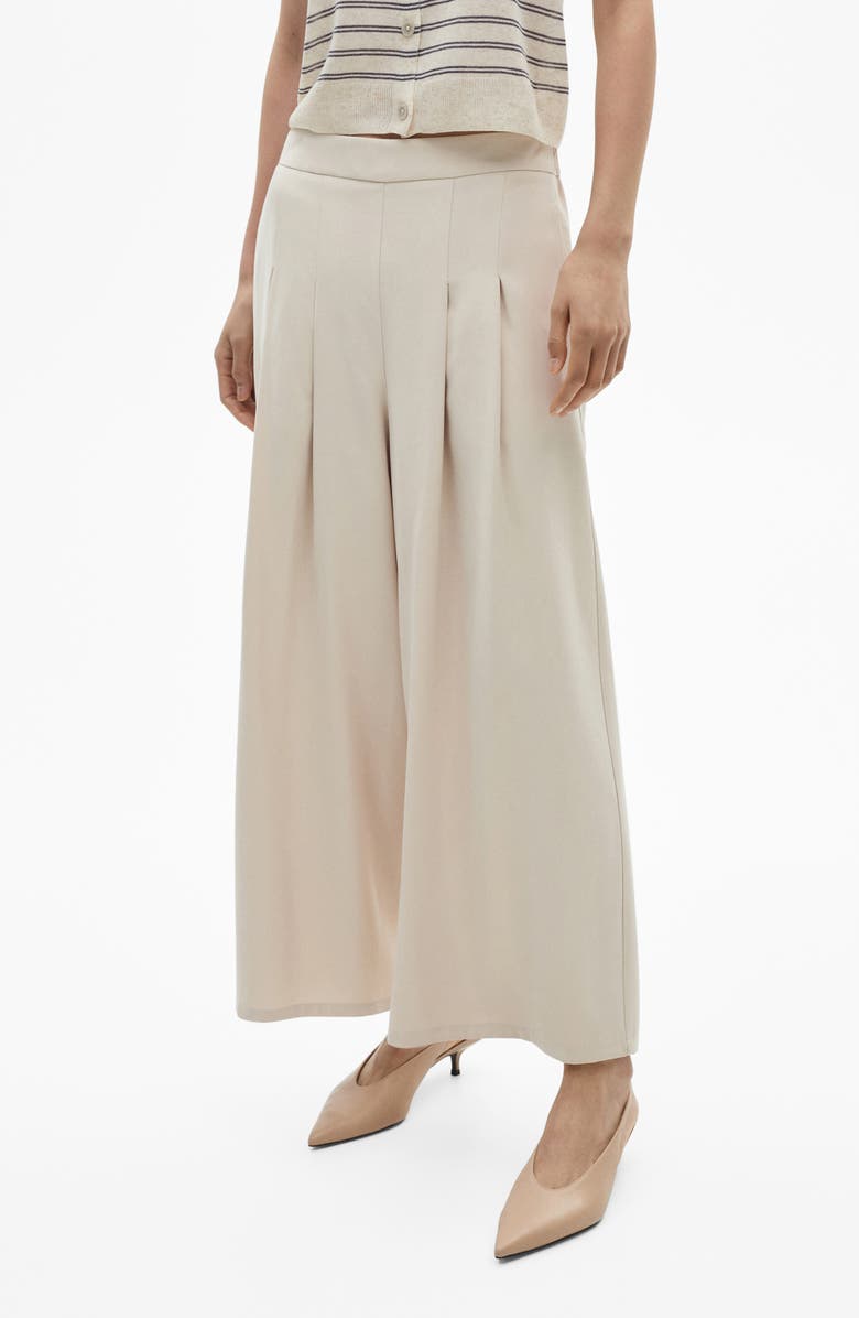 MANGO Pleat Front Wide Leg Palazzo Pants, Main, color, 