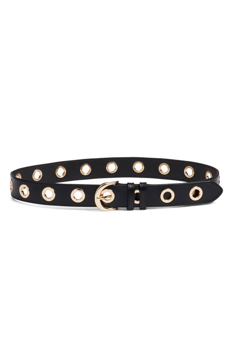 Nordstrom Samantha Rivet Leather Belt, Main, color, Black