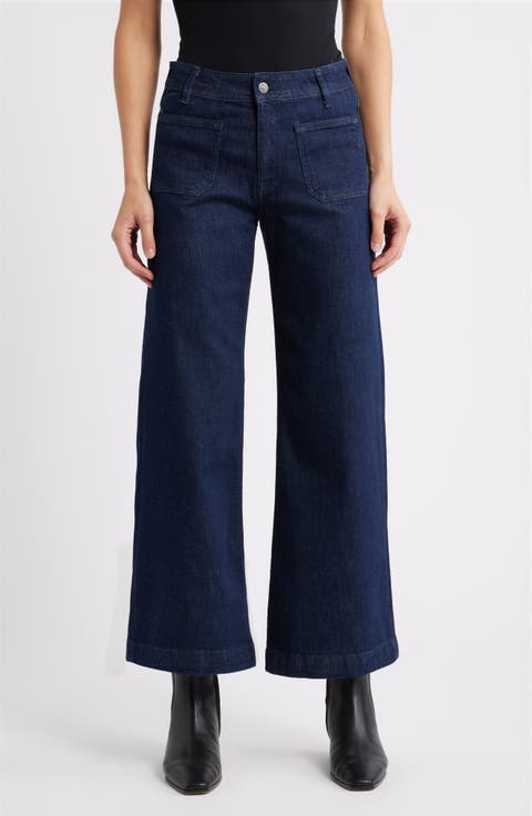 Paloma Marine Patch Pocket High Waist Wide Leg Jeans (Rinse Flex Blue)