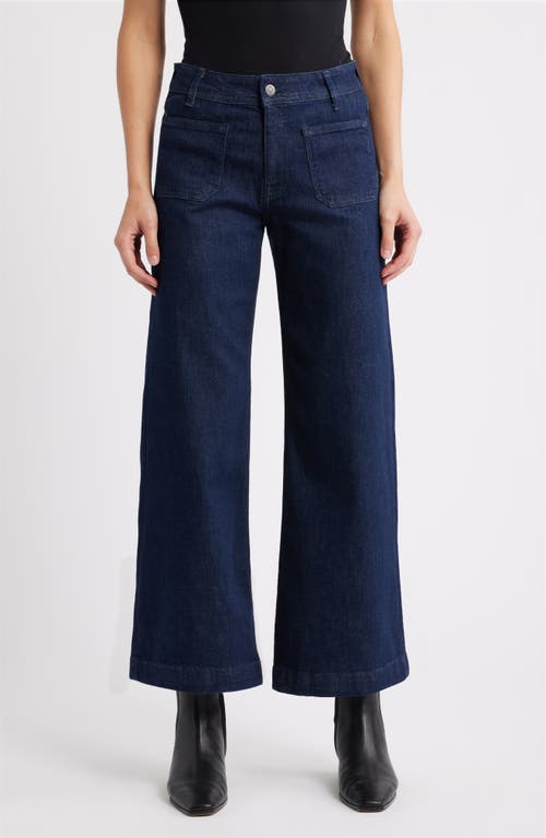 Mavi Jeans Paloma Marine Patch Pocket High Waist Wide Leg Jeans in Rinse Flex Blue at Nordstrom, Size 30 X 30