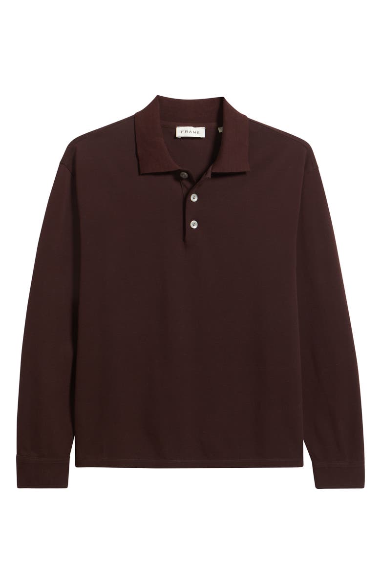 FRAME Long Sleeve Piqué Polo, Alternate, color, Burgundy