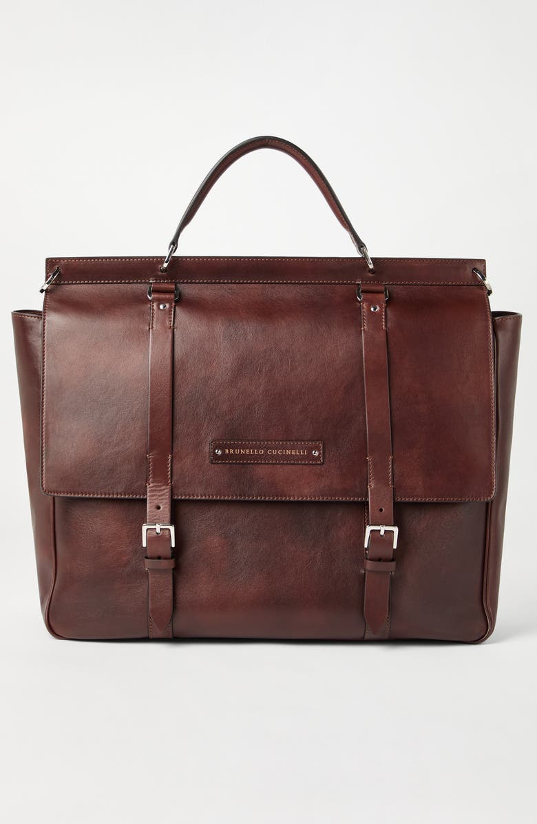 Brunello Cucinelli Calfskin briefcase, Alternate, color, Burgundy