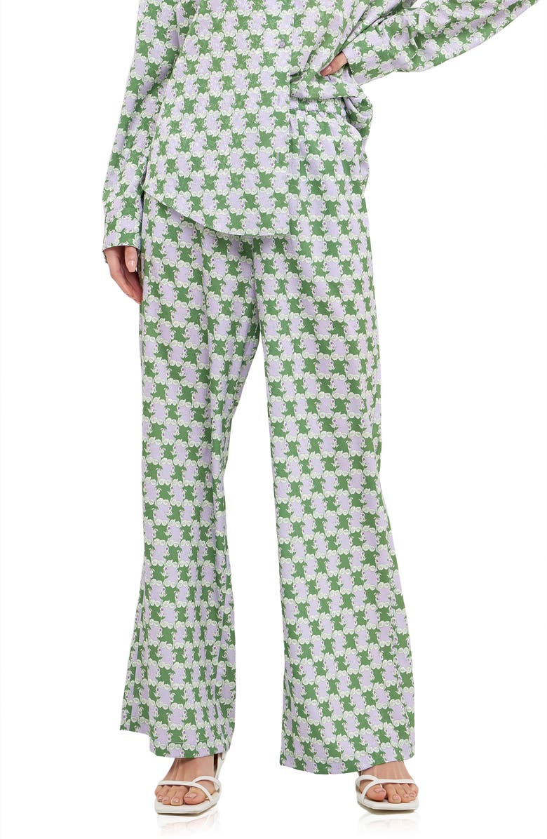 English Factory Leaf Print Wide Leg Pants, Alternate, color, 