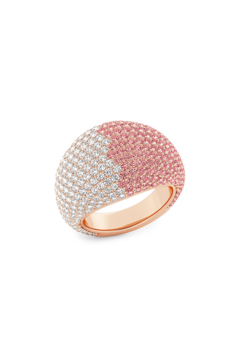 Two-Tone Lab Grow Diamond Dome Ring, Main, color, 18K ROSE GOLD