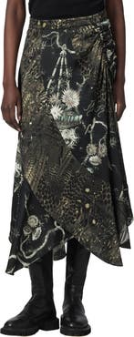 AllSaints Arleen Print Midi Skirt
