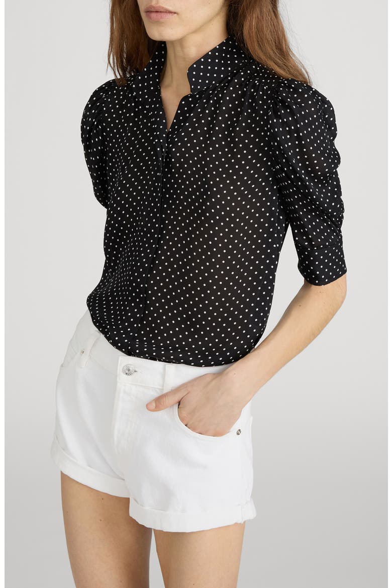 The Gillian Silk Button-Up Shirt, Alternate, color, BLACK MULTI