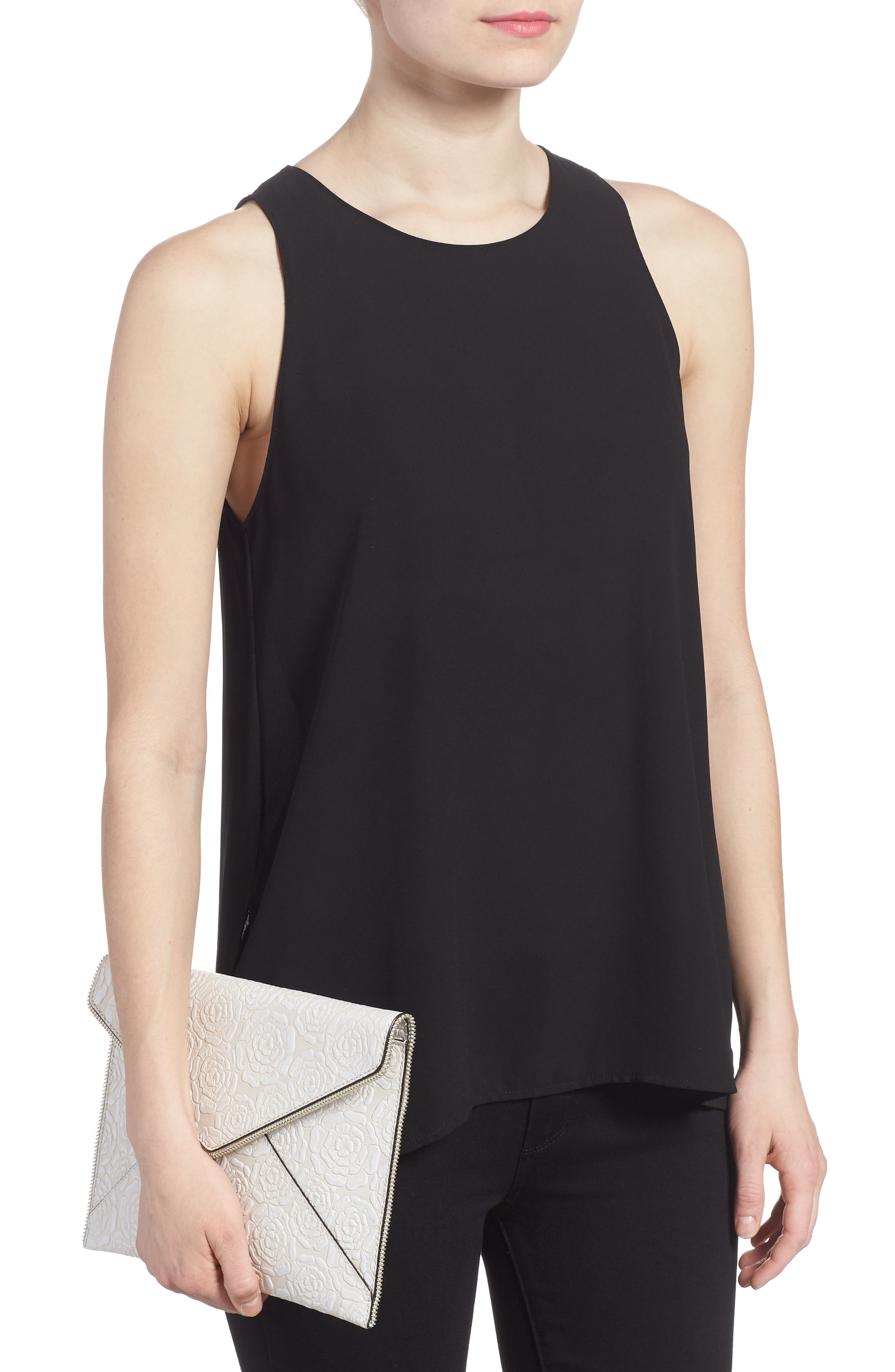 Leo Tooled Leather Clutch, Alternate, color, BIANCO