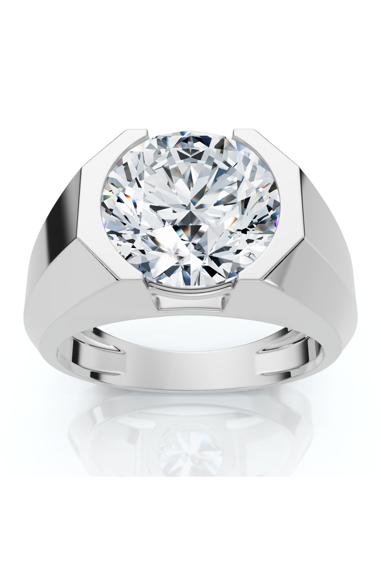 Certified 5 Ct Elon Signature Men's Bezel Diamond Ring Lab Grown, Main, color, 14k White Gold