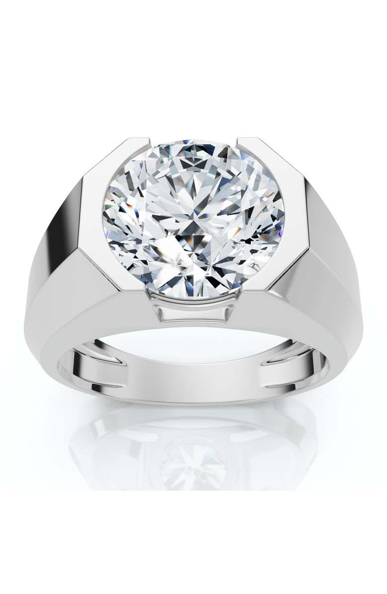 Bliss Diamond Certified 5 Ct Elon Signature Men's Bezel Diamond Ring Lab Grown, Main, color, 14K White Gold