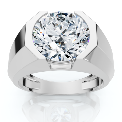 Certified 5 Ct Elon Signature Men's Bezel Diamond Ring Lab Grown