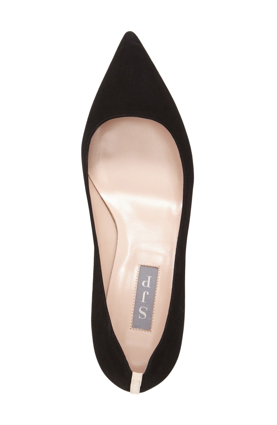 'Katrina' Pointy Toe Block Heel Pump, Alternate, color, BLACK SUEDE