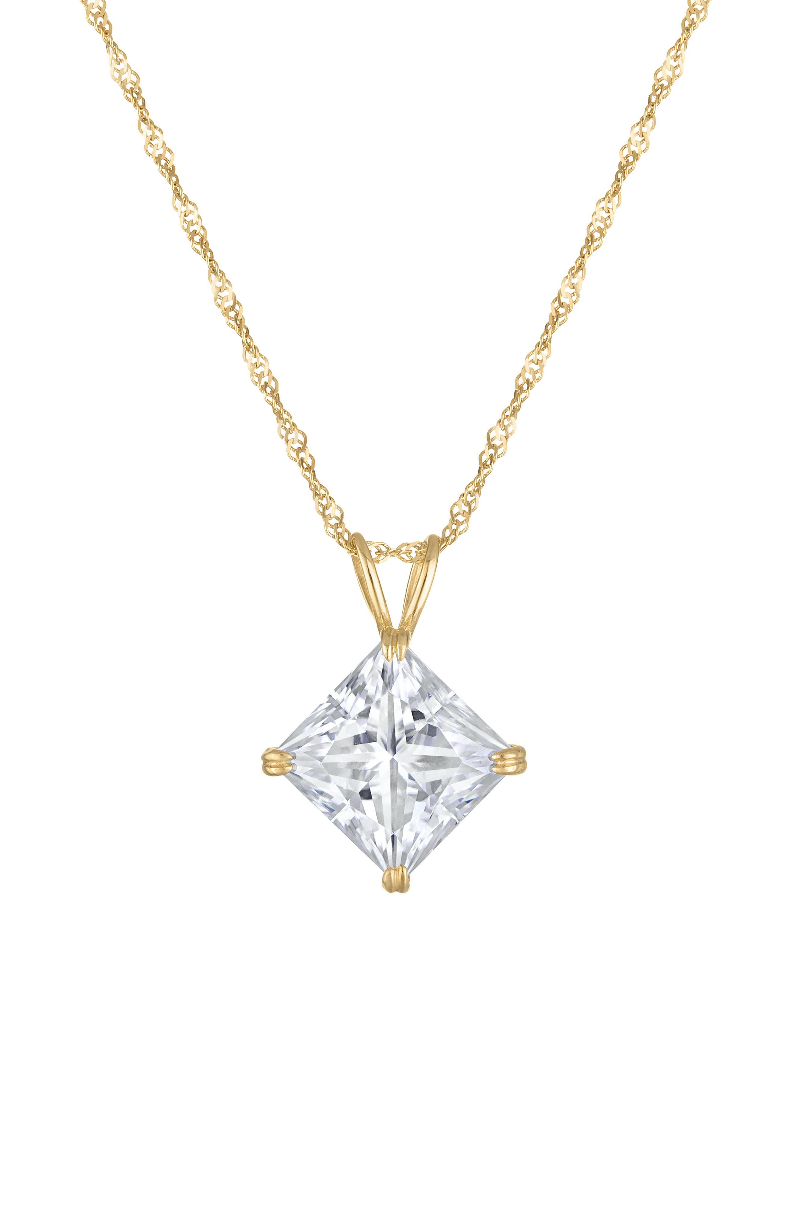 FZN 14k Gold Moissanite Pendant Necklace