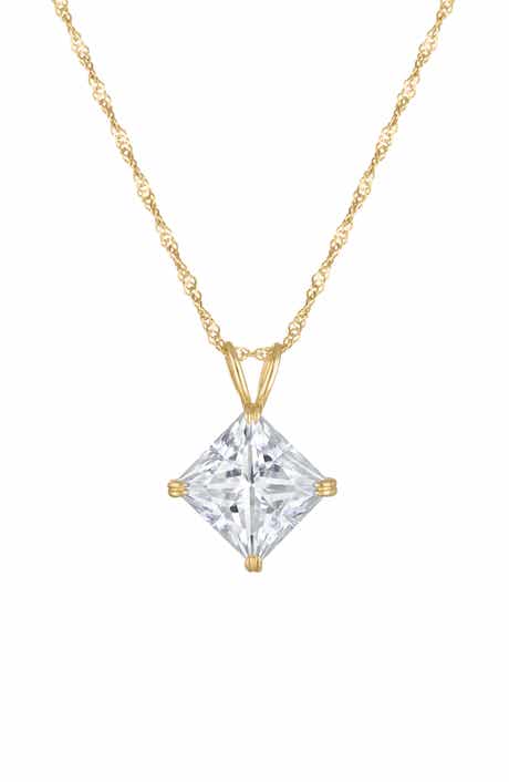 FZN 14k Gold Moissanite Pendant Necklace