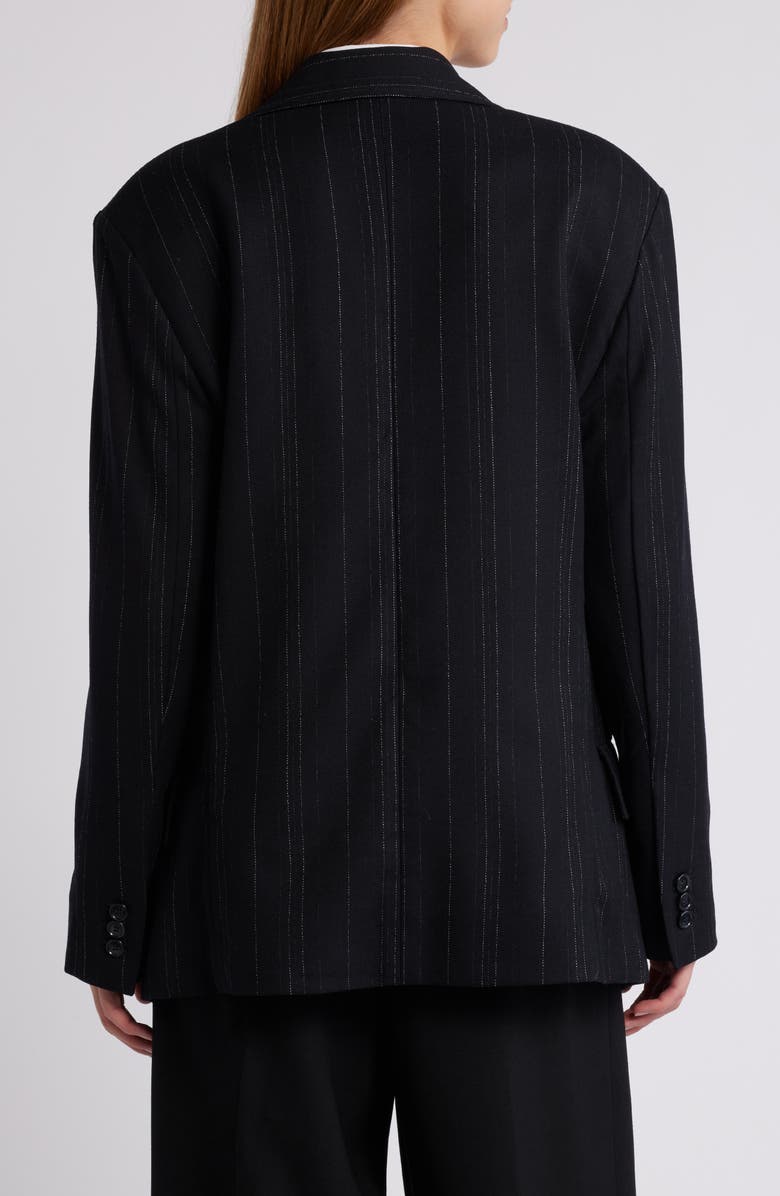 Pinstripe Wool-Blend Belted Blazer main image 0