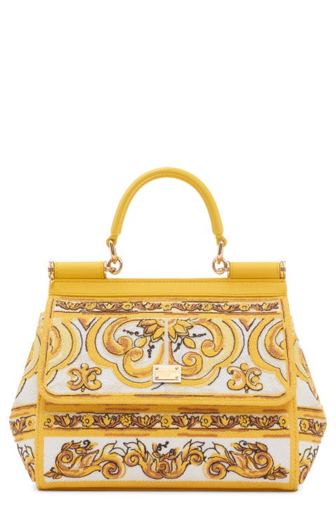 Sicily Majolica Embroidered Canvas Satchel