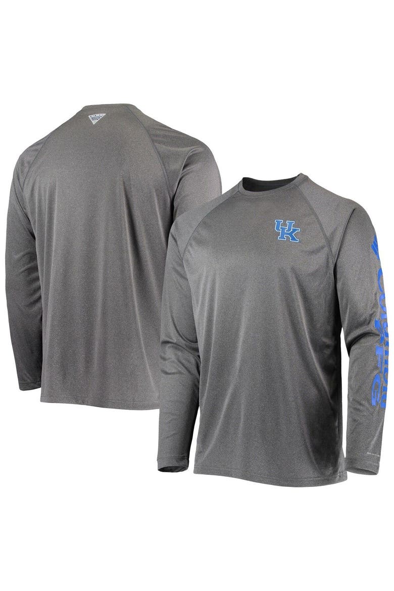 Men's Columbia Heather Charcoal Kentucky Wildcats Terminal Tackle Omni-Shade Raglan Long Sleeve T-Shirt, Main, color, Heather Charcoal