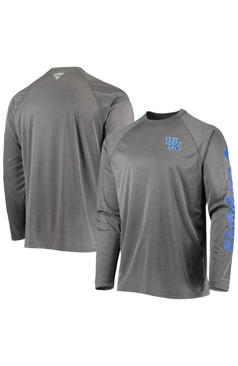 Columbia Men's Columbia Heather Charcoal Kentucky Wildcats Terminal Tackle Omni-Shade Raglan Long Sleeve T-Shirt, Main, color, Heather Charcoal