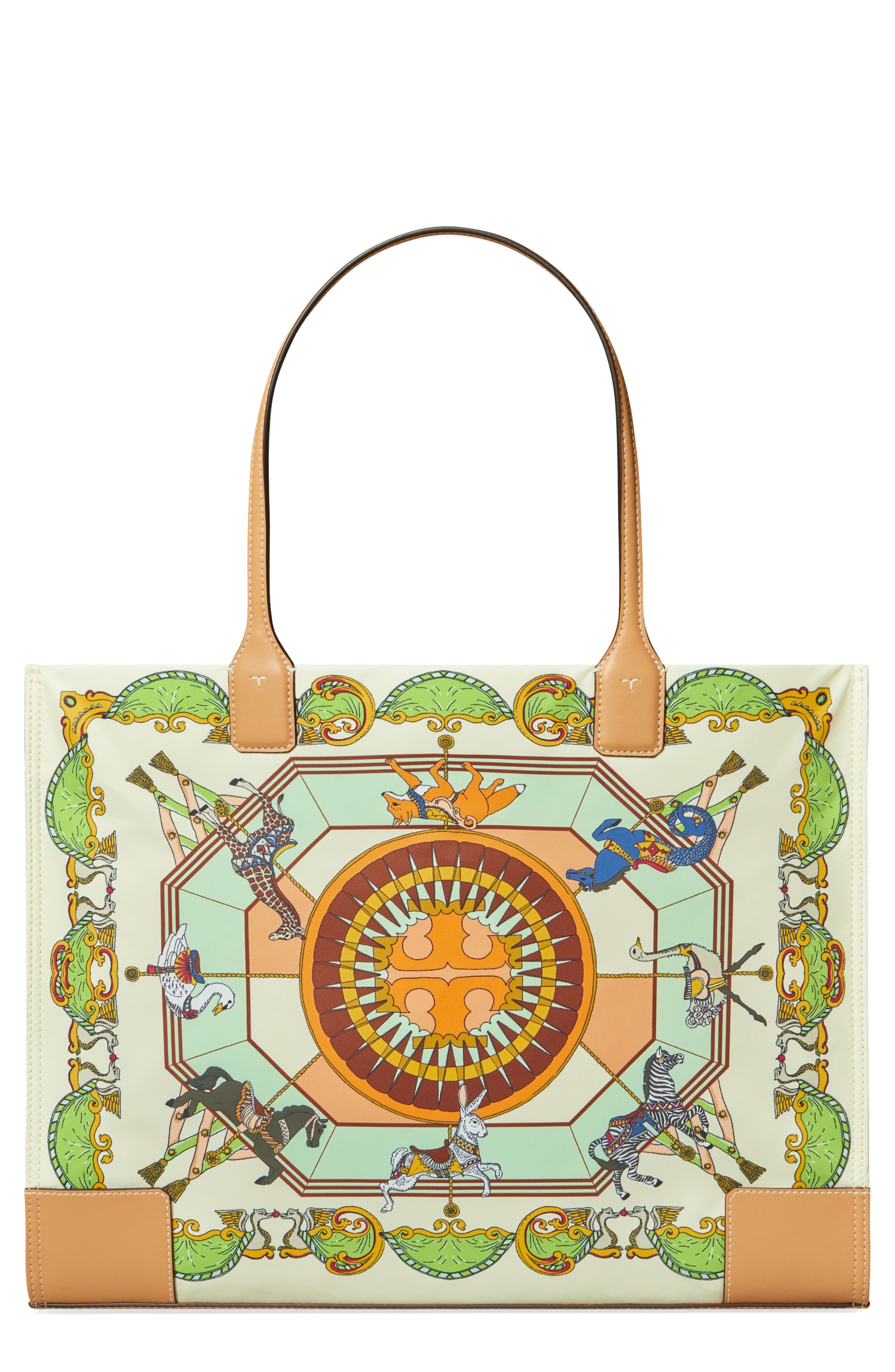 Ella Print Tote, Main, color, FRENCH CREAM CAROUSEL