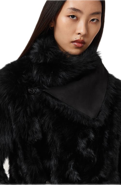 Allsaints Wilton Reversible Genuine Shearling Coat In Black