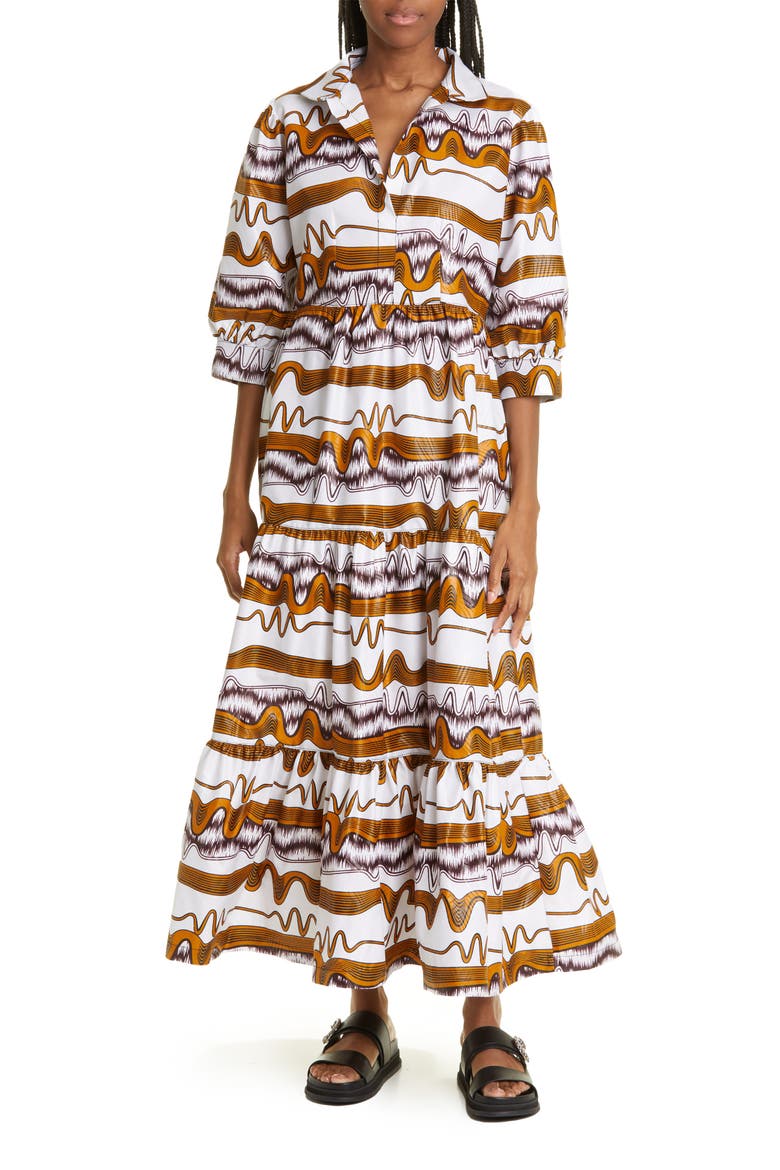 Mix Print Cotton Blend Dress (Limited Edition), Main, color, COCOA WHITE