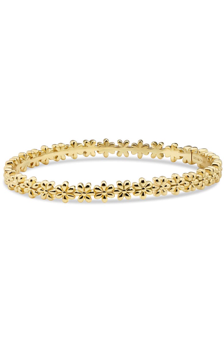 DEVATA Daisy Flower Eternity Bangle Bracelet in Gold Plated Sterling Silver, Alternate, color, Yellow Gold