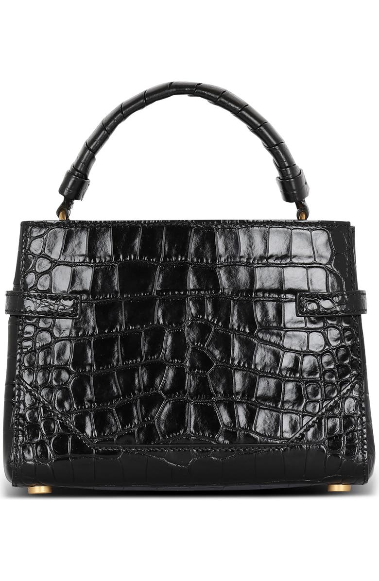 Balmain B-Buzz 23 Croc Embossed Leather Top Handle Bag, Alternate, color,