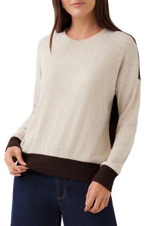 Ribbed Colorblock Crewneck Top
