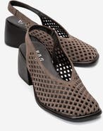 Forever & Always Shoes Monvera Block Heel Leather Slingback Sandal