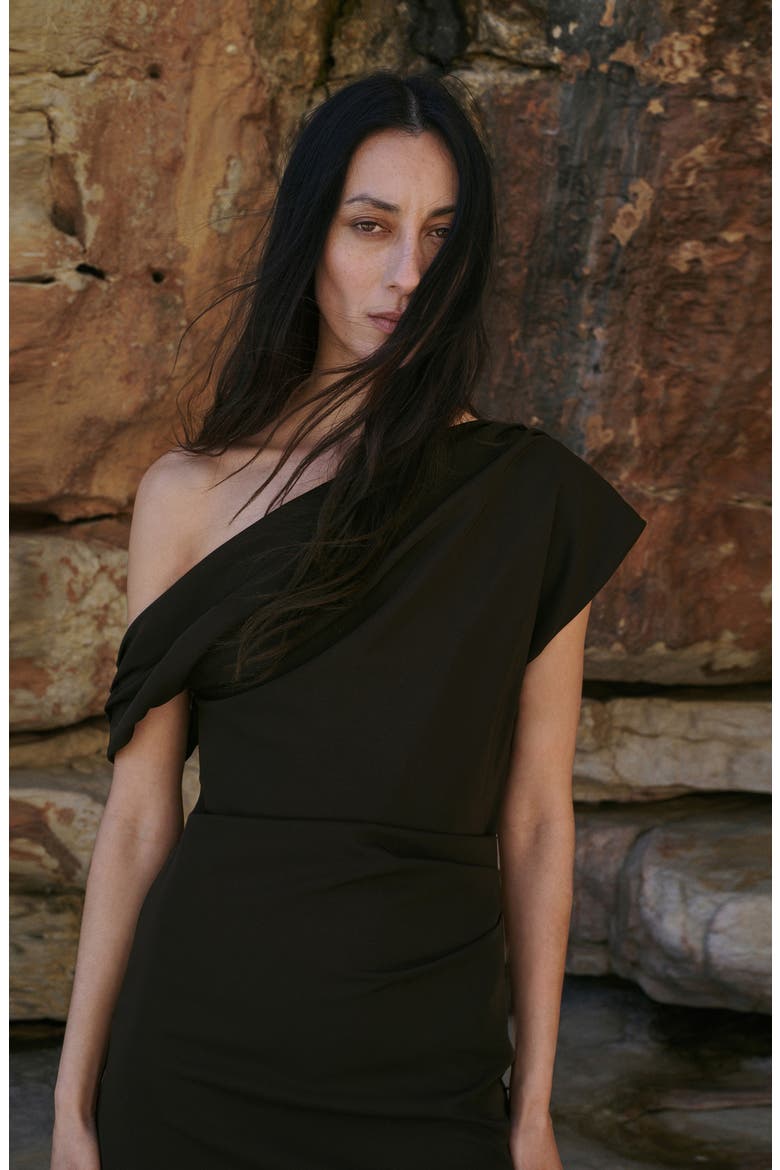 One-Shoulder Minidress, Alternate, color, BROWN