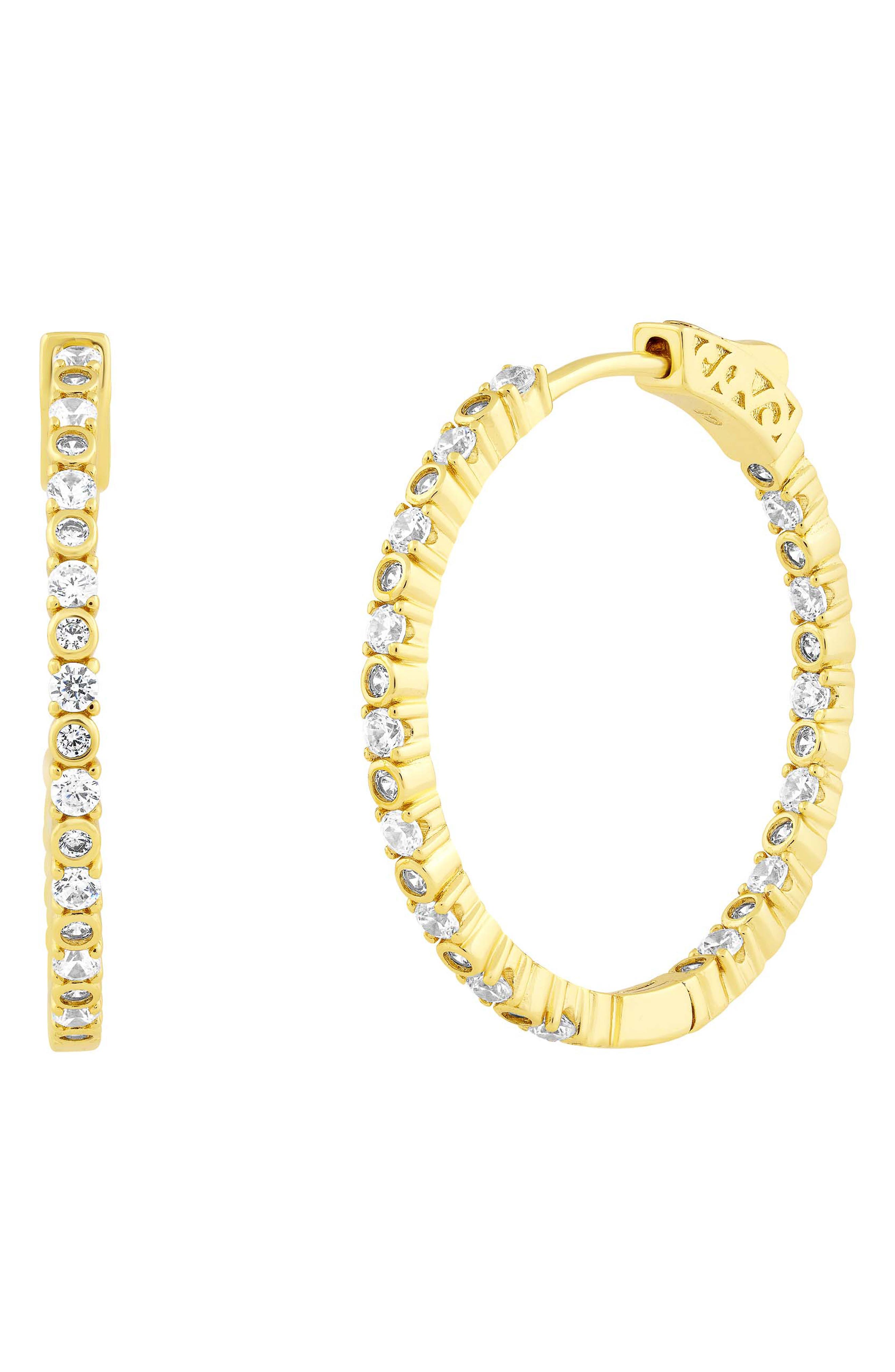 Cubic Zirconia Oval Hoop Earrings