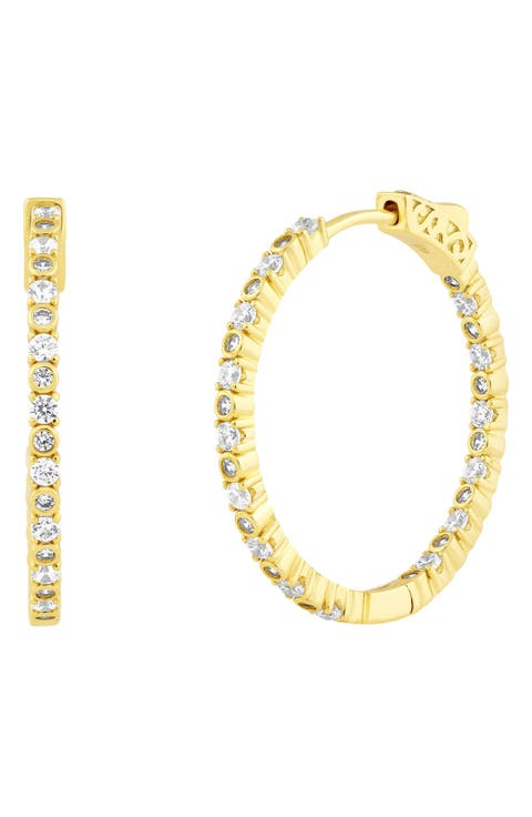 Cubic Zirconia Oval Hoop Earrings