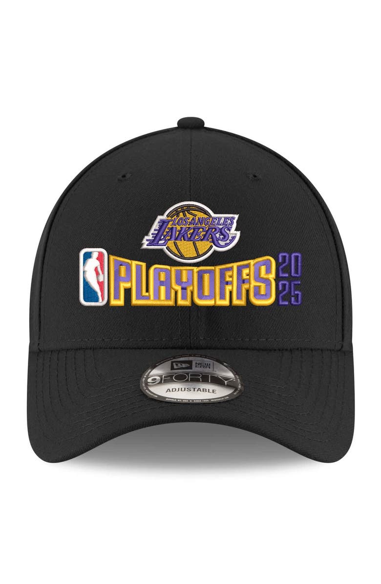 New Era Men's New Era  Black Los Angeles Lakers 2025 NBA Playoffs 9FORTY Adjustable Hat, Alternate, color, 