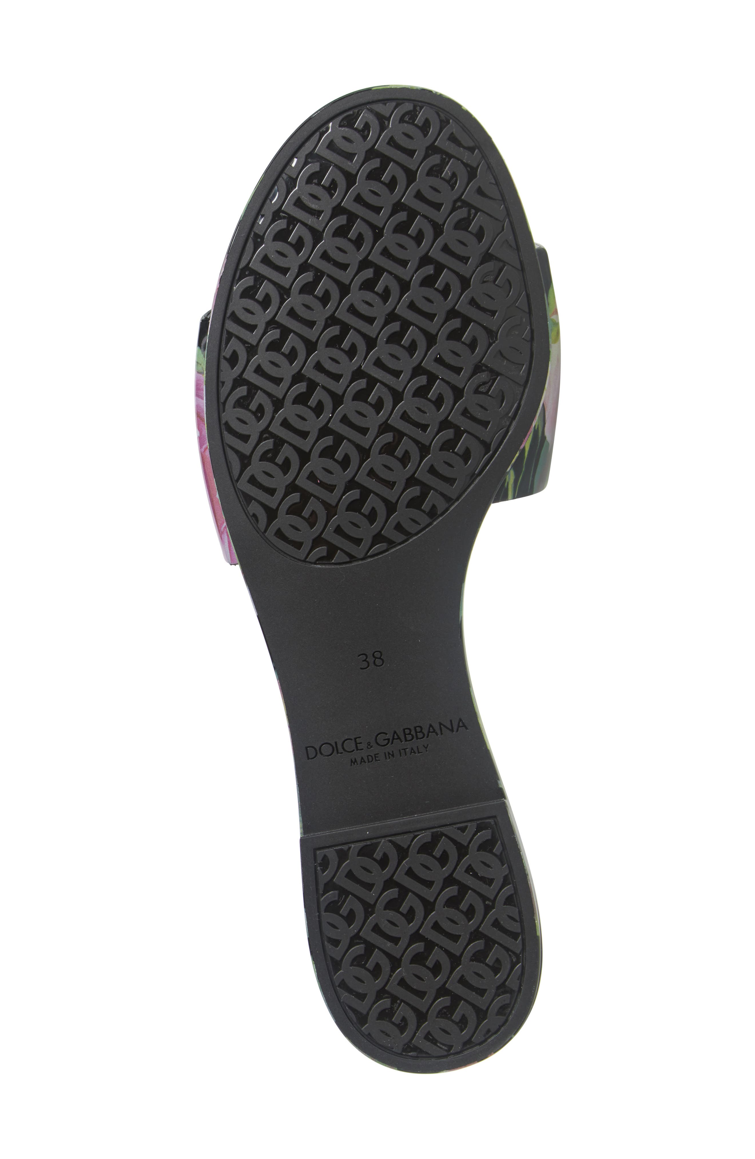 Dolce&Gabbana Bianca Interlock Slide Sandal, Alternate, color, Rose Rosa Nero