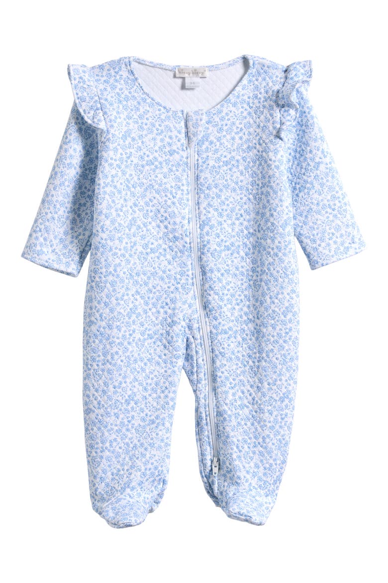 Ruffle Quilted Cotton Footie, Main, color, LIGHT BLUE