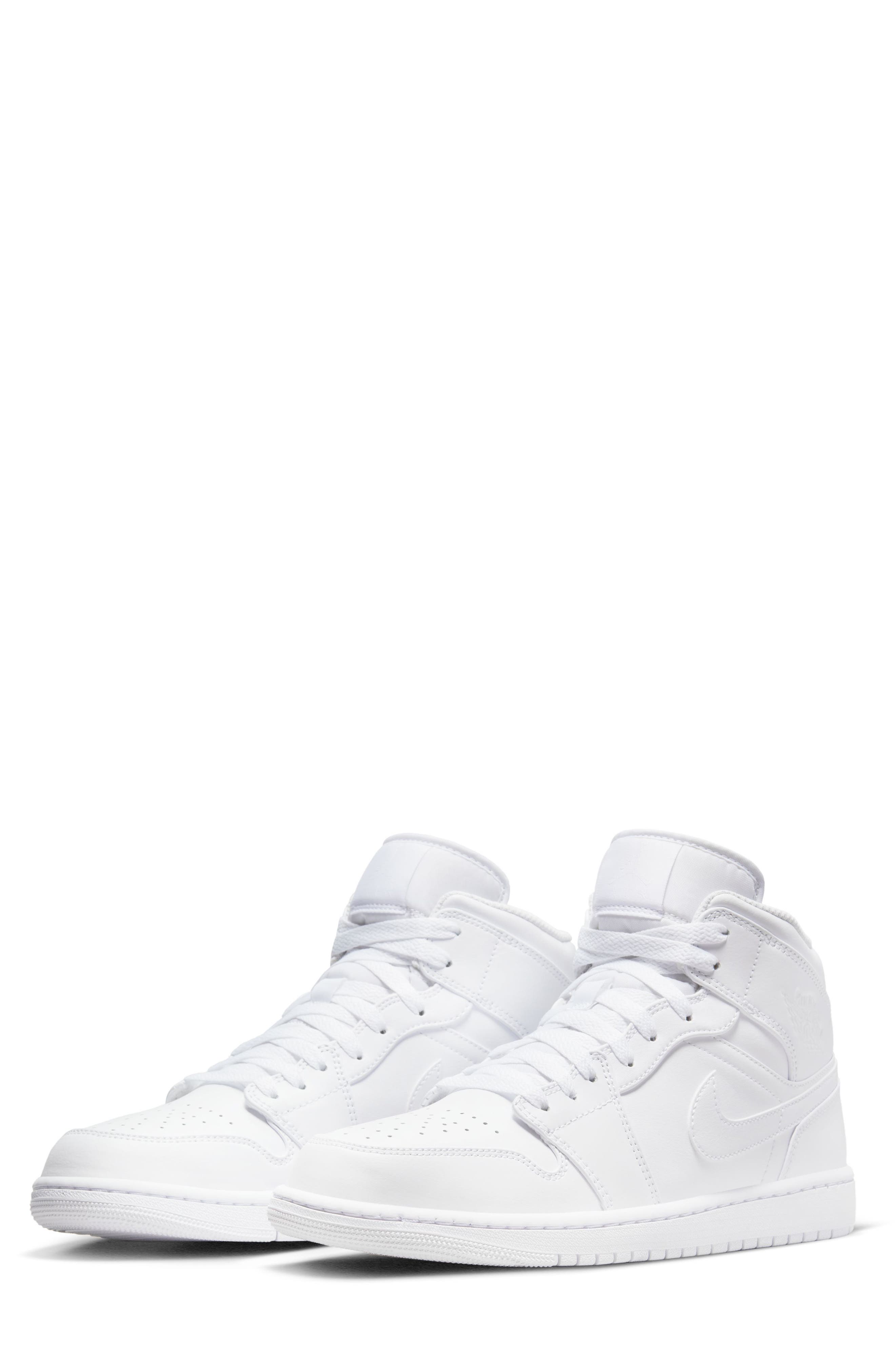 Jordan Air Jordan 1 Mid Sneaker, Main, color, White/ White