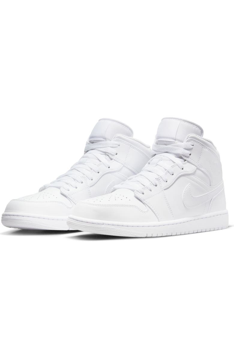 Jordan Air Jordan 1 Mid Sneaker, Main, color, White/ White