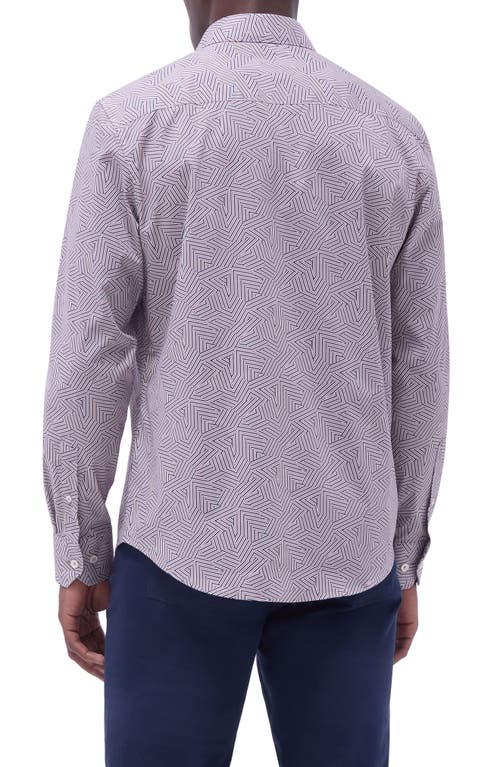 Bugatchi Axel Geo Print Shaped Fit Stretch Cotton Button-up Shirt In Dusty Pink