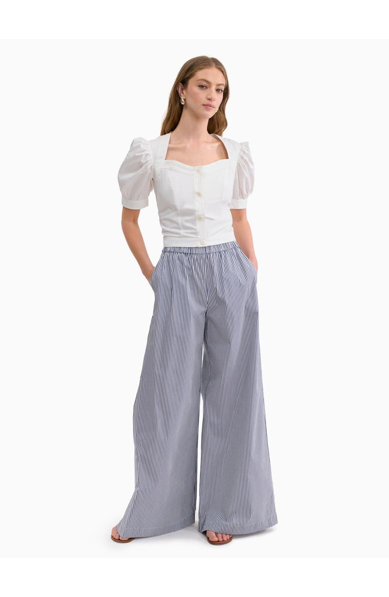 Rebecca Taylor Joselene Poplin Pant, Main, color, Navy Stripe
