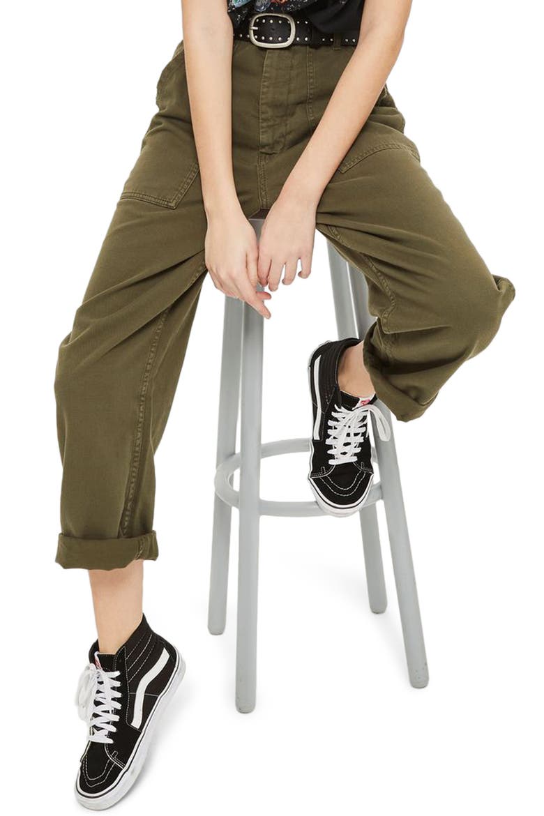 Wide Leg Utility Trousers, Alternate, color, OLIVE